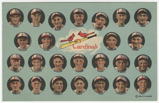 1936 St. Louis Cardinals "Gas House Gang" Linen Composite Postcard